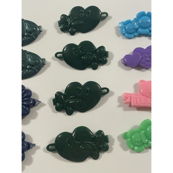 Vtg lot Girls Novelty Hair Clip Barrette Flower Puppy‎ Smile Heart 80s 90s Y2K - Picture 7 of 14